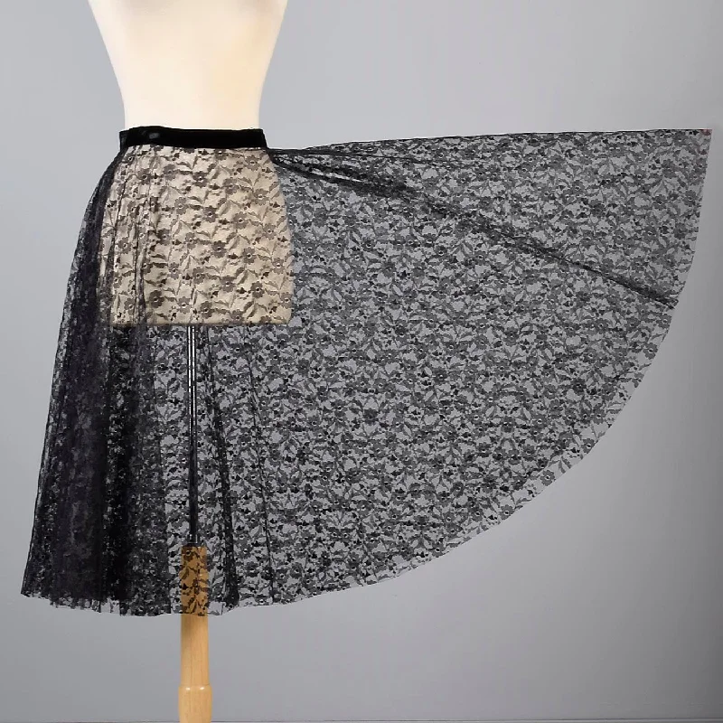 1950s Sheer Black Lace Circle Skirt denim skirt classic