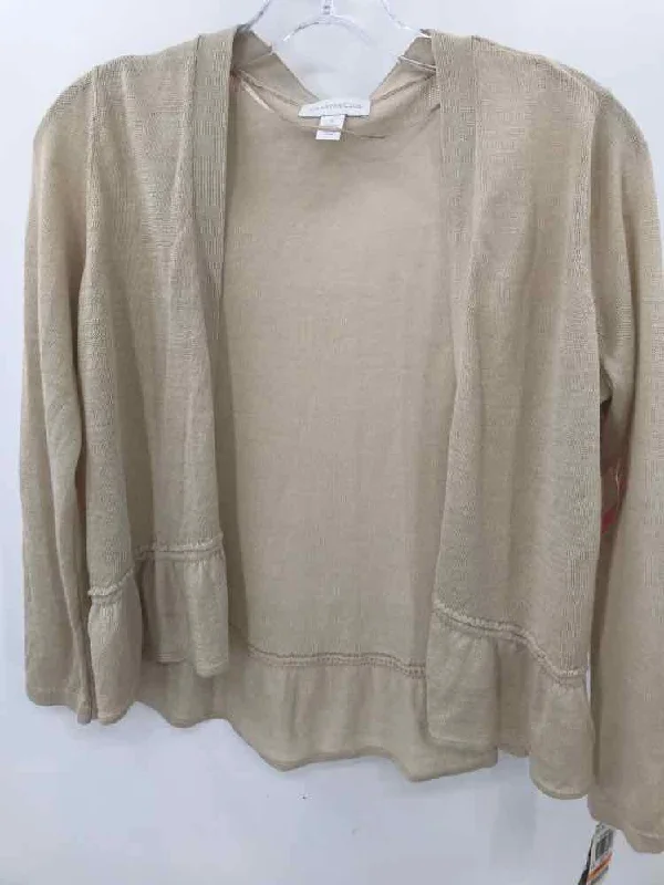 Pre-Owned Charter Club Tan Size Small Cardigan Sweater Collared Crew Neck Turtle Neck