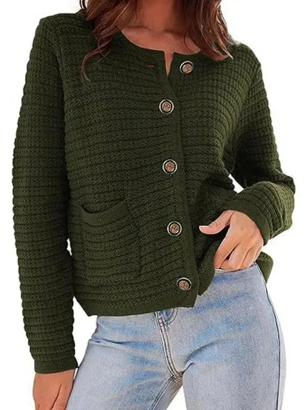 Round Neck Women Cardigan Sweater Satin Fabric Silk Fabric Chiffon Fabric