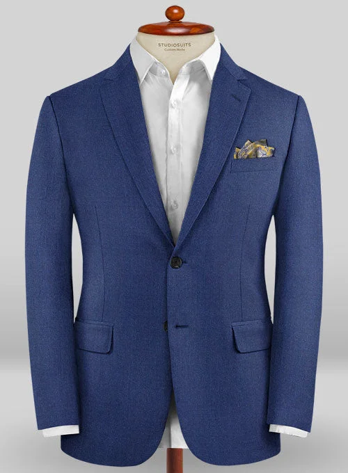 Caccioppoli Sun Dream Royal Blue Wool Silk Jacket One-Shoulder Jacket Off-the-Shoulder Jacket Asymmetrical Jacket
