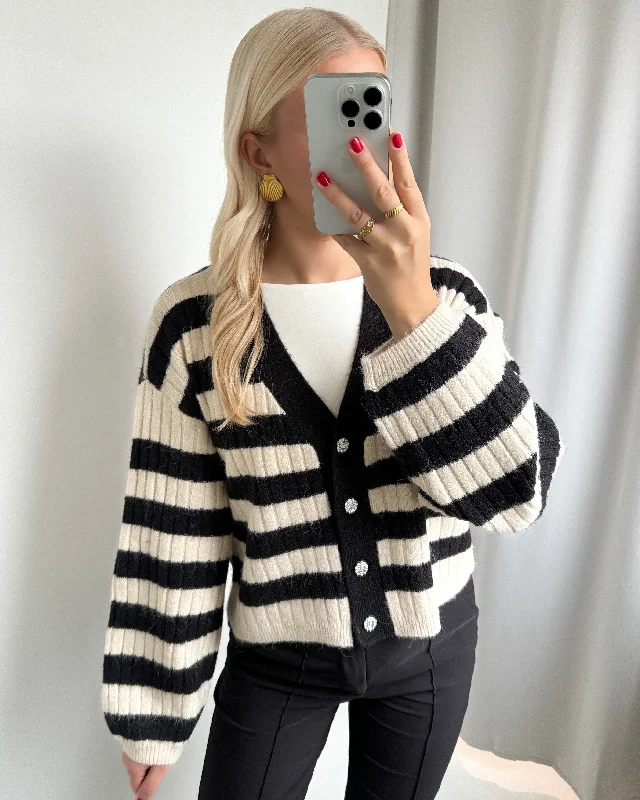 Vero Moda strik cardigan elya black/w. birch Stylish Fashionable Trendy