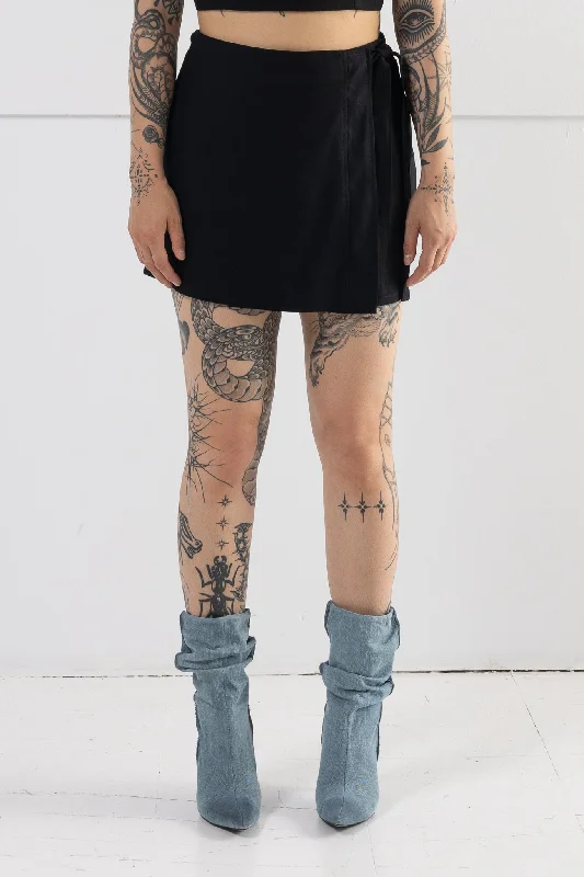 DELPHINE LINEN WRAP SKIRT silk skirt sleek