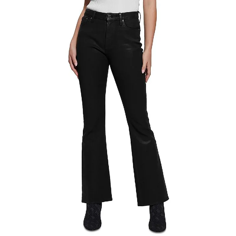 Guess Womens Coated Denim Flared Pants Elegant Trouser Pants