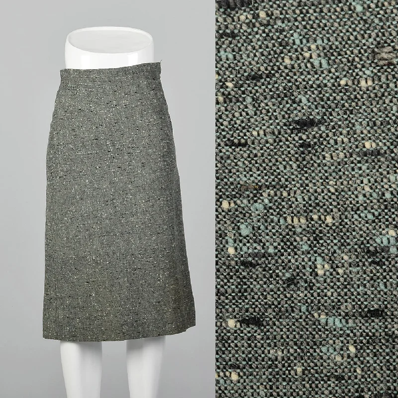 1950s Green Tweed Skirt denim skirt casual