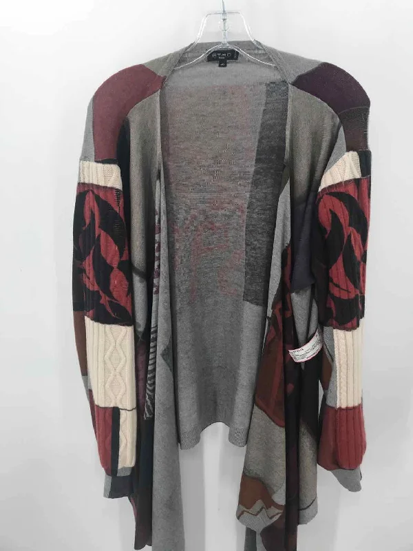 Pre-Owned Etro Grey Size 40 Cardigan Sweater Glossy Satin Silk