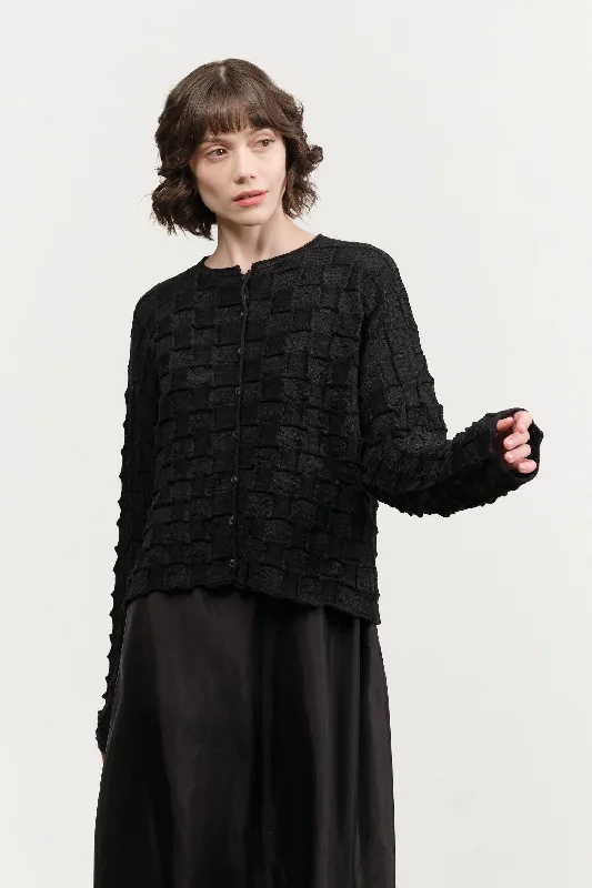 Inlay Cardigan Mesh Cardigan Canvas Denim