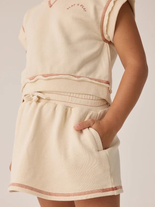 Rylee & Cru Volley Skirt, Natural button skirt front