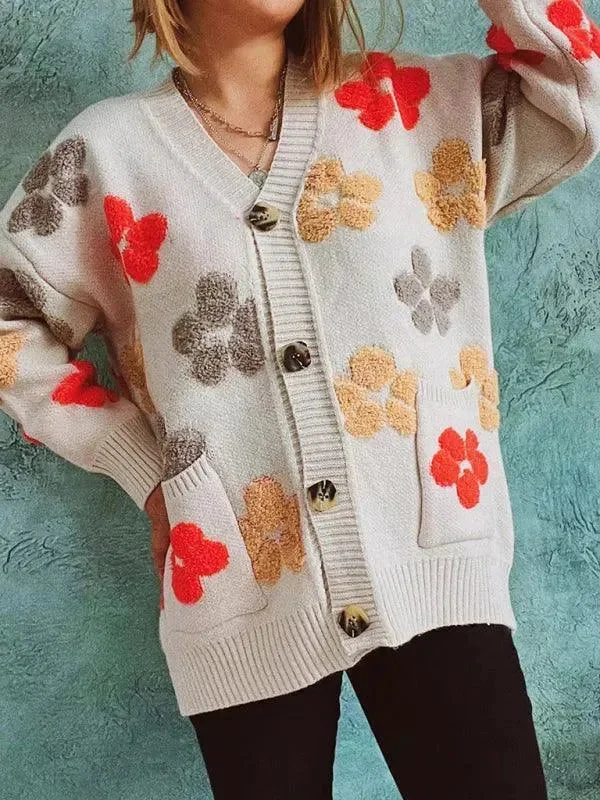 Pocket Jacquard Women Cardigan Sweater Collared Crew Neck Turtle Neck