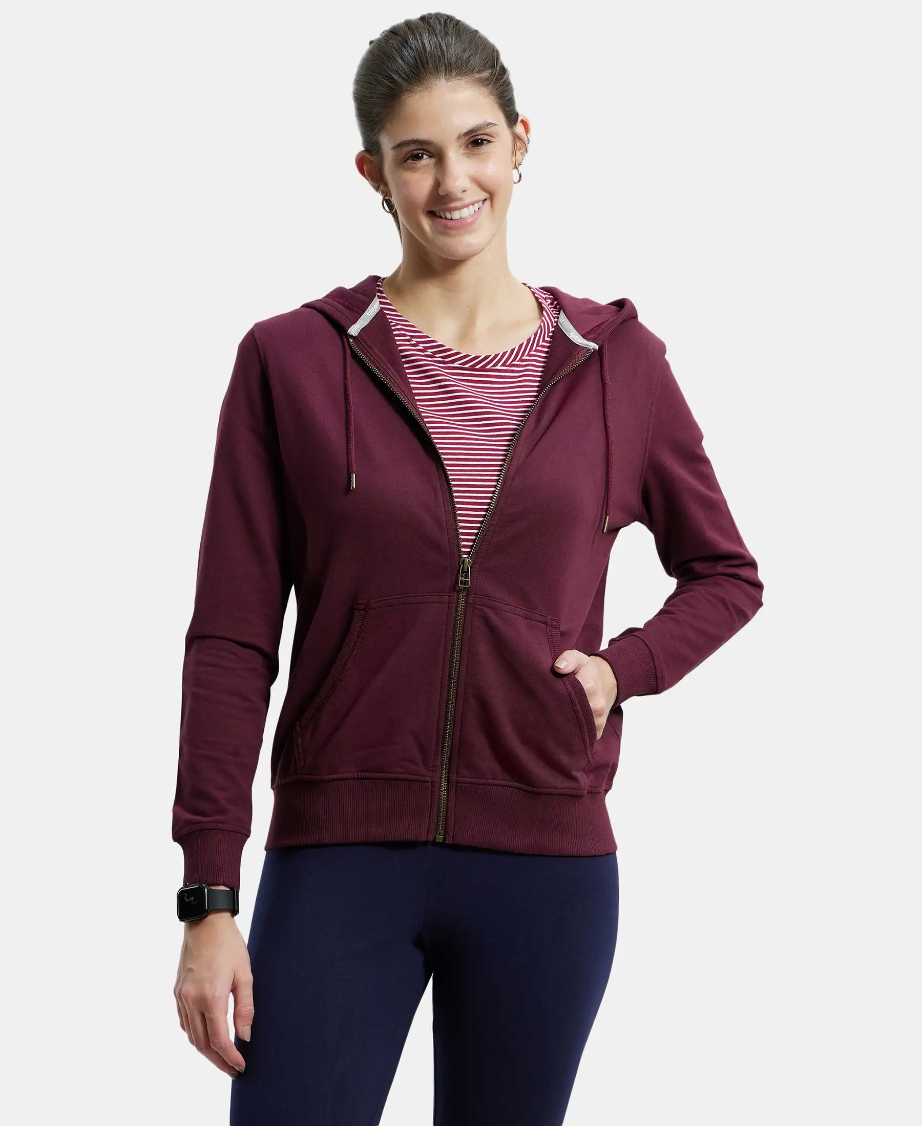 Super Combed Cotton French Terry Fabric Hoodie Jacket with Side Pockets - Wine Tasting Print Jacket Jacquard Jacket Embroidered Jacket
