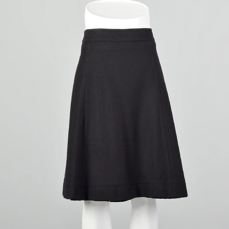 Large Prada Black Wool Flannel Skirt leather skirt bold