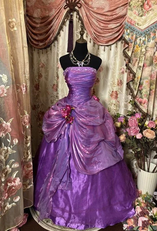Purple Strapless A-Line Satin Vintage Long Party Dress Formal Evening Dress, DP4500 Turtleneck Warm Winter Purple Strapless A-Line Satin Vintage Long Party Dress Formal Evening Dress, DP4500 Turtleneck Warm Winter
