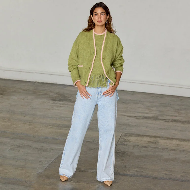 Olive Callie Cardigan Chenille Brocade Lace