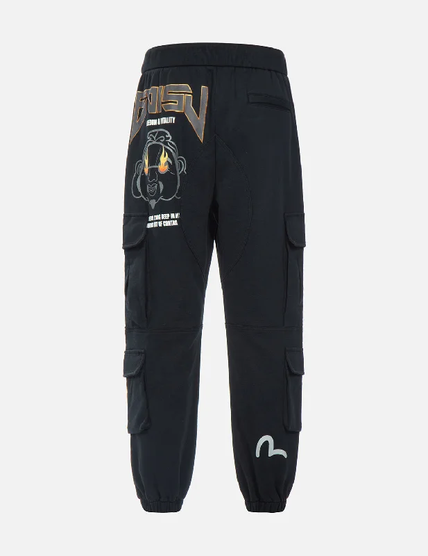Godhead and Logo Print Cargo Pants Classic Flared Pants