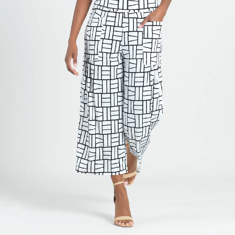 High Rise Scrunch Pocket Gaucho Pant - Geo Rectangle - Final Sale! Wide-Legged Palazzos