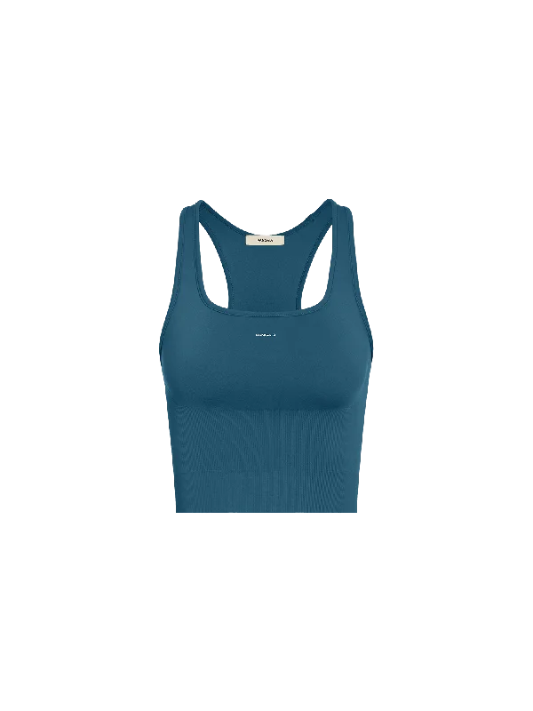 Women's Plant-Stretch Compressive Ribbed Tank Top—storm blue pastel tank top