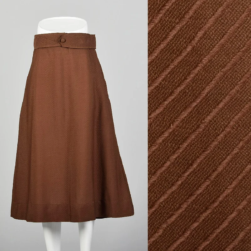 Medium 1910s Edwardian Brown Lightweight Skirt relaxed fit skirt