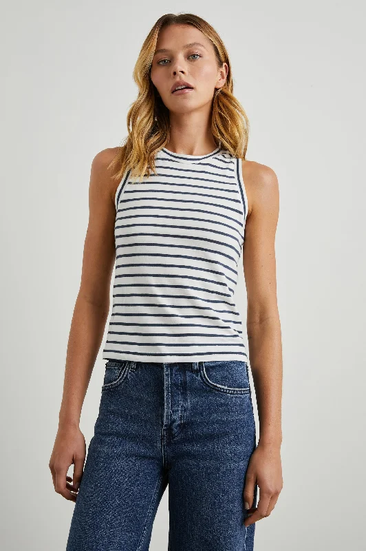 THE RACER TANK - SAILOR STRIPE NAVY bold tank top