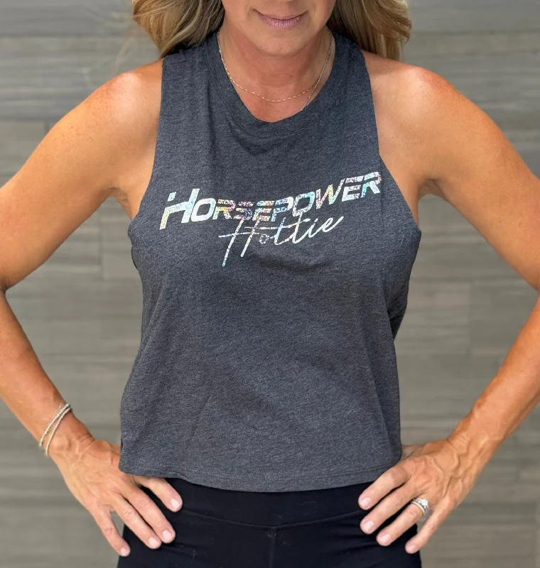 HH HOLOGRAM CROP TANK TOP grey tank top