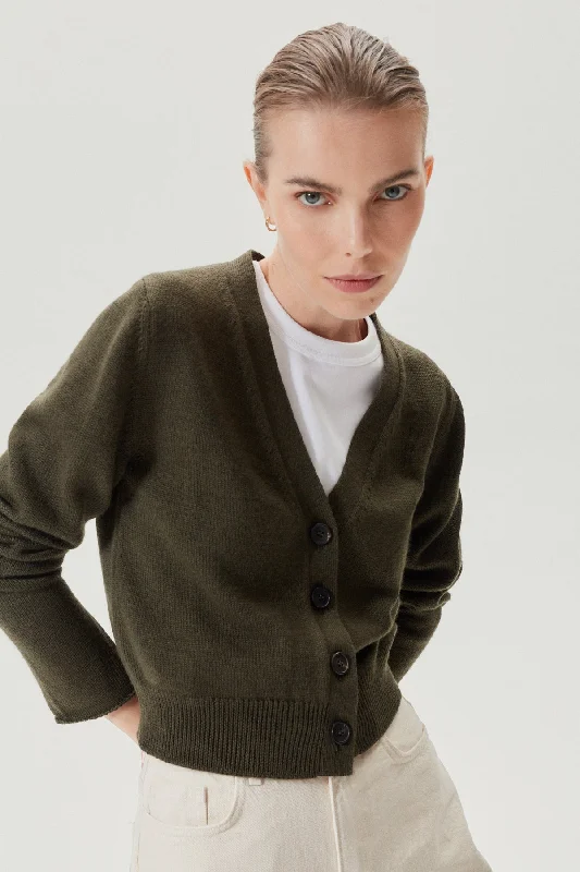 The Merino Wool Crop Cardigan Collared Crew Neck Turtle Neck