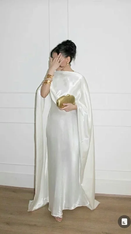 Elegant White Off Shoulder Sheath Satin Long Evening Party Dress, DP4429 Tunics Stylish modern Elegant White Off Shoulder Sheath Satin Long Evening Party Dress, DP4429 Tunics Stylish modern