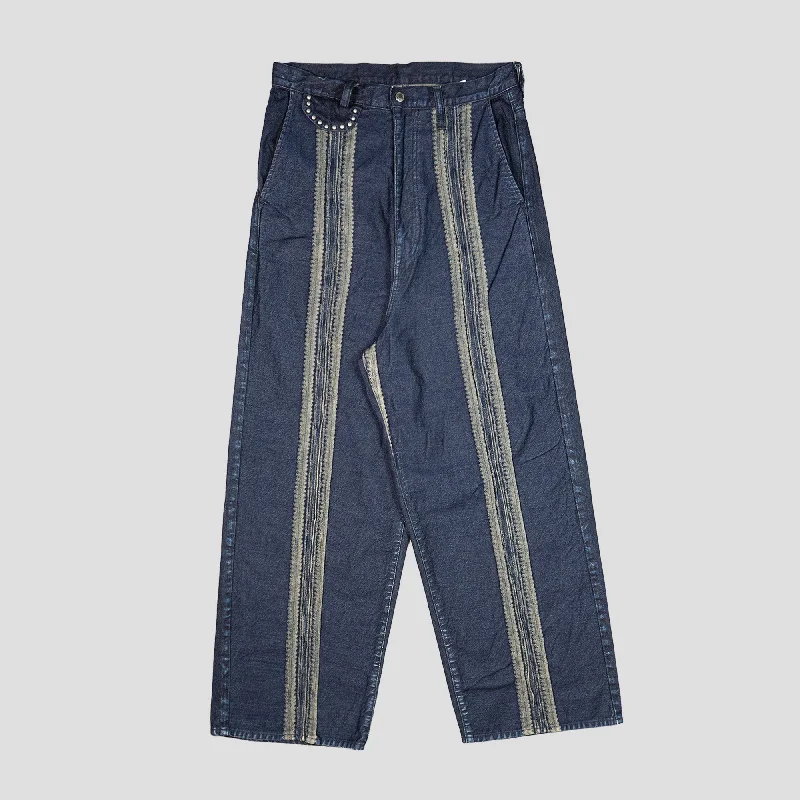 12oz YAGASURI JACQUARD DENIM BAGGY PANTS Cozy Maternity Pants