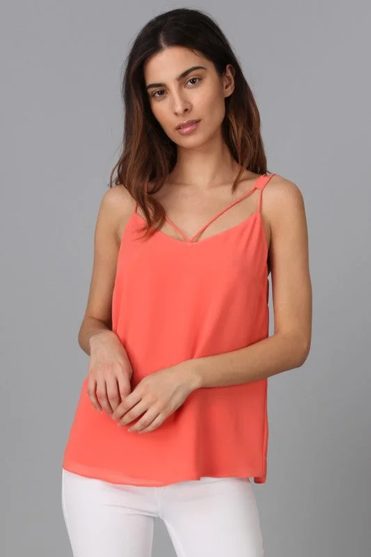 Strappy Tank Top - Salmon layering tank top