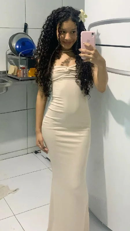 Simple Ivory Sheath Long Party Dress Fashion Prom Dress, DP4130 Glittery Long Formal