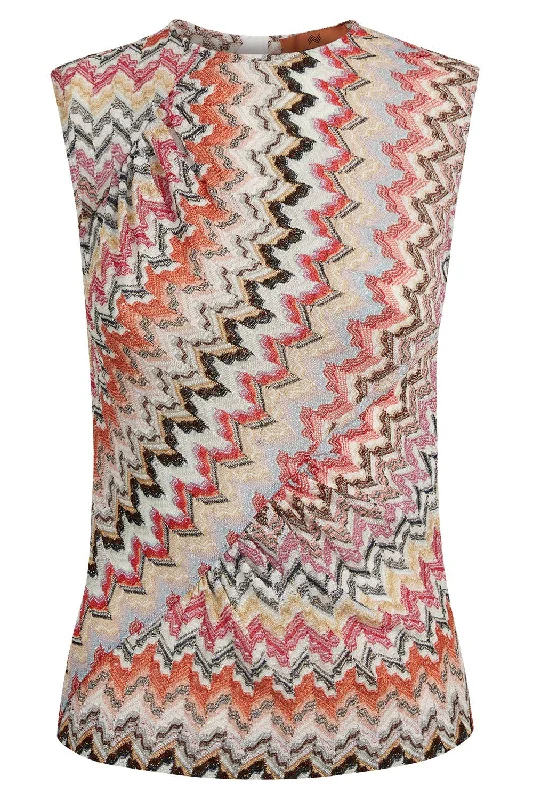 Tank Top - Pink White silver tank top