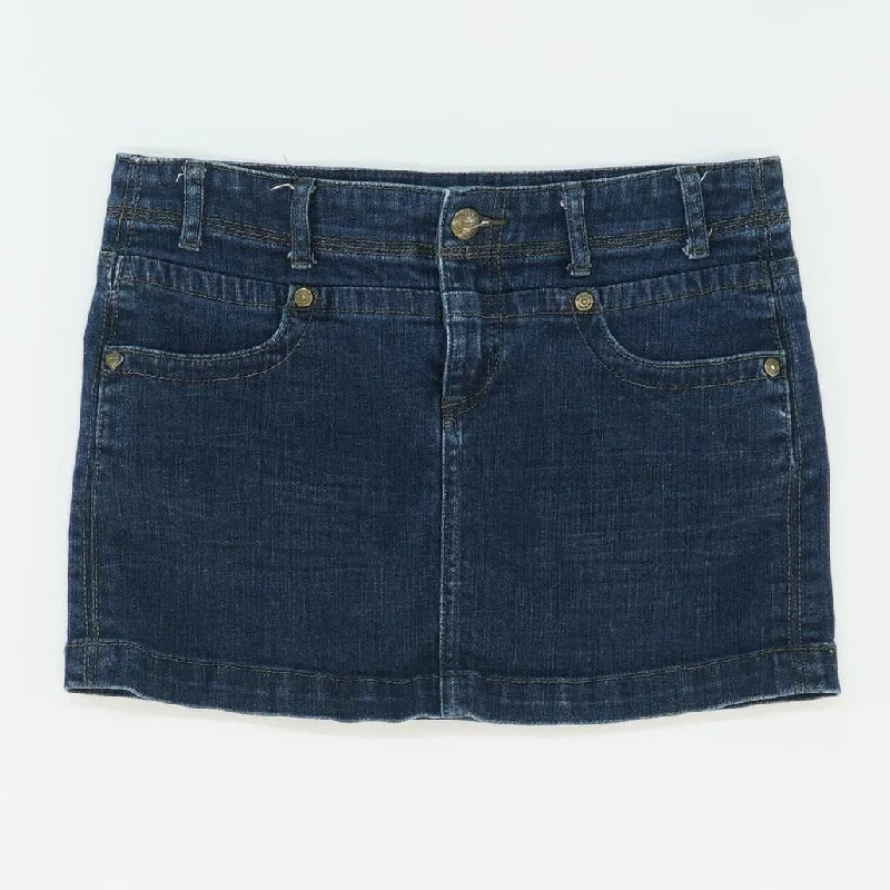 Blue Solid Mini Skirt wrap skirt elegant