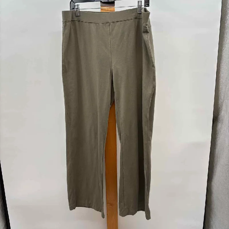 Neon Buddha Women's Size XL Olive Solid Pants Formal Dress Pants