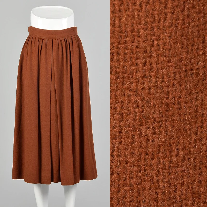 Small Courrèges 1960s Rust Brown Wool Skirt corduroy skirt comfortable