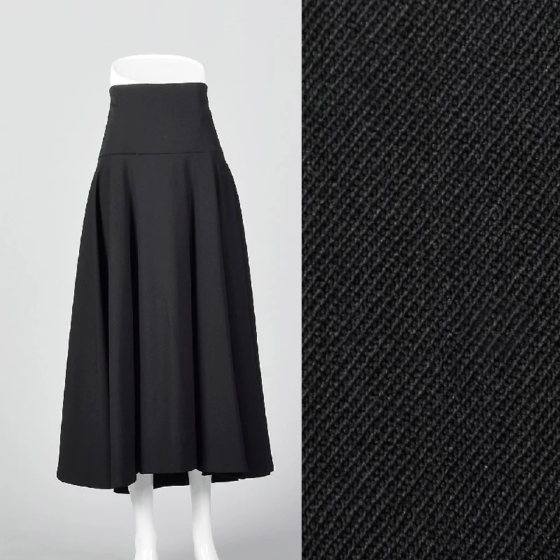 2010s Yohji Yamamoto Black Full Circle Skirt with High Waist denim skirt classic