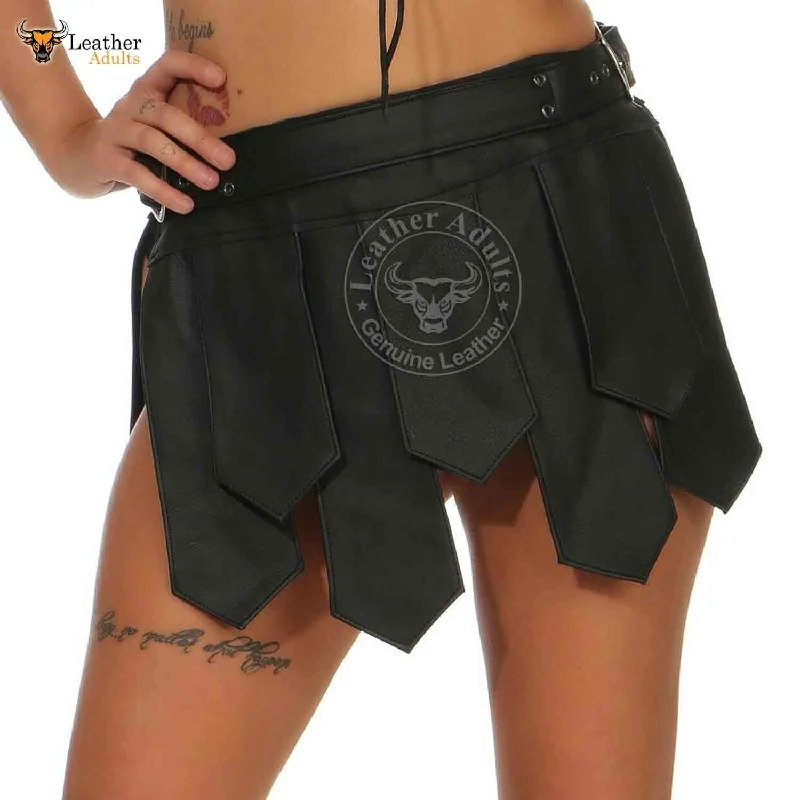 Womens Real LEATHER Mini Skirt Genuine Leather Kilt Gladiator Skirt Kilt All Sizes breathable skirt fabric