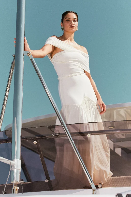 Odette Slinky Maxi Skirt - Ivory cashmere skirt rich