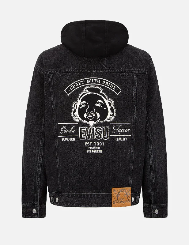 Godhead Appliqué Denim Jacket Denim Jacket Leather Jacket Suede Jacket