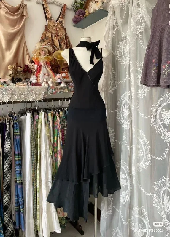 Black Chiffon Mermaid Prom Dress Formal Party Dress cc2284 Tunics Stylish elegant