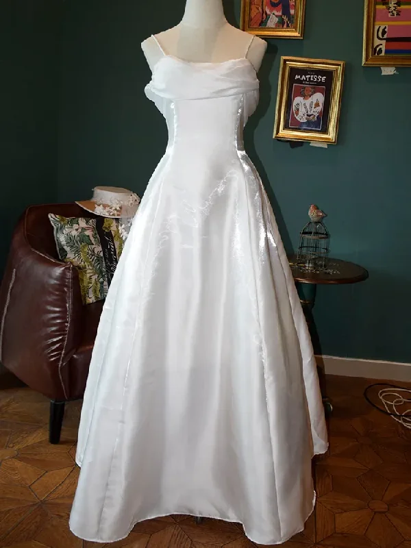 Fashion White Satin A Line Evening Dress Elegant Prom Party Dress cc1483 Tunics Bridal satin