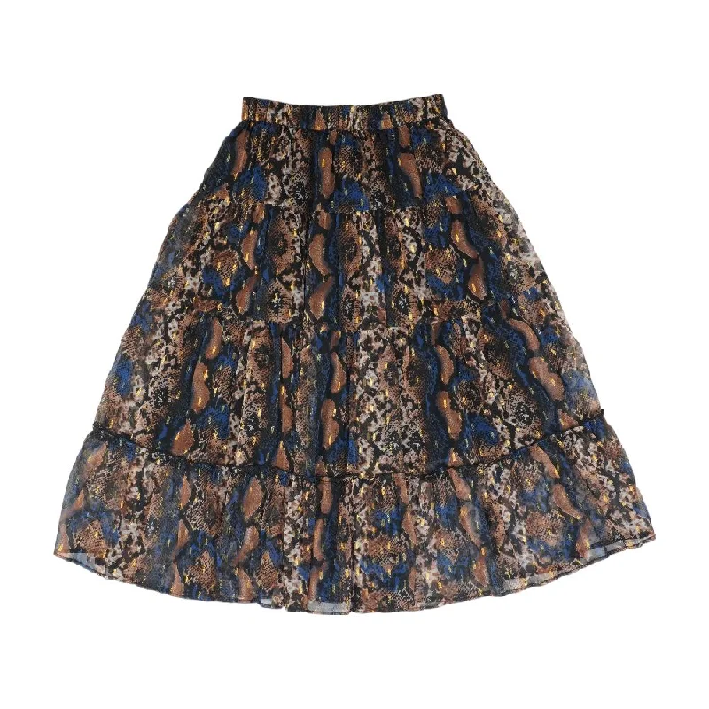 Brown Animal Print Midi Skirt maxi skirt elegant