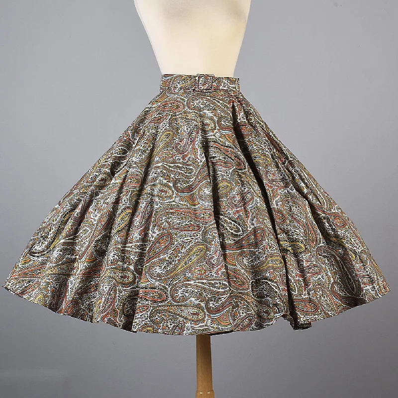 1950s Glitter Paisley Print Full Circle Skirt velvet skirt plush