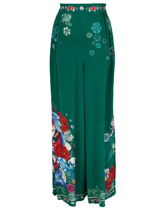Empire Orbit Gathered Pocket Wide Leg Pant Elegant High-Waist Pants