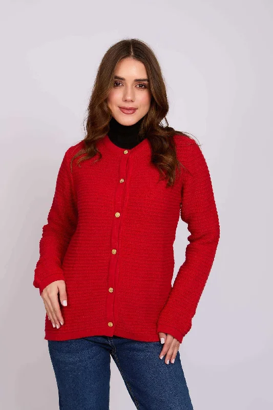 Women Regular Fit Cardigan - Red Stylish Fashionable Trendy