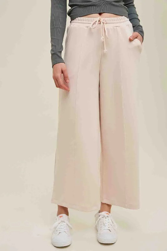 Scuba Drawstring Wide Leg Pants in Stone by Wishlist Modern Bootcut Pants