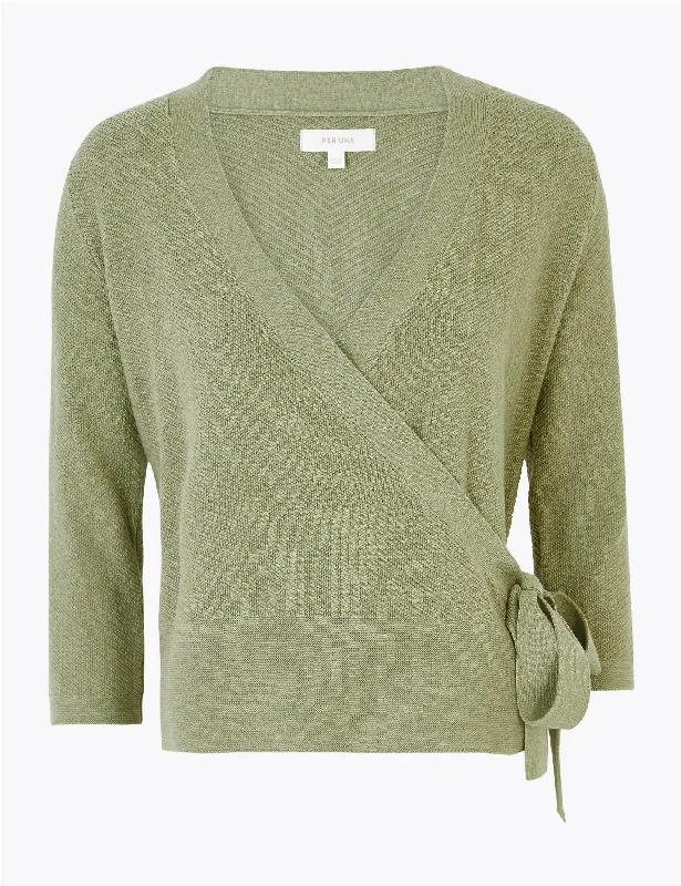Cotton Rich Knitted Wrap Cardigan Oversized Loose Flowy