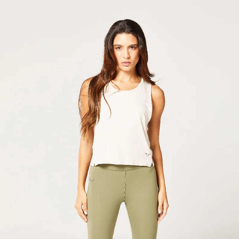 Code Mesh Back Tank - Light Cobblestone scoop neck tank