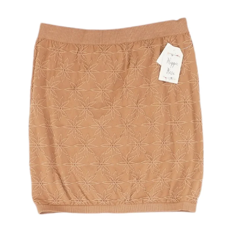 Brown Solid Mini Skirt high waist skirt