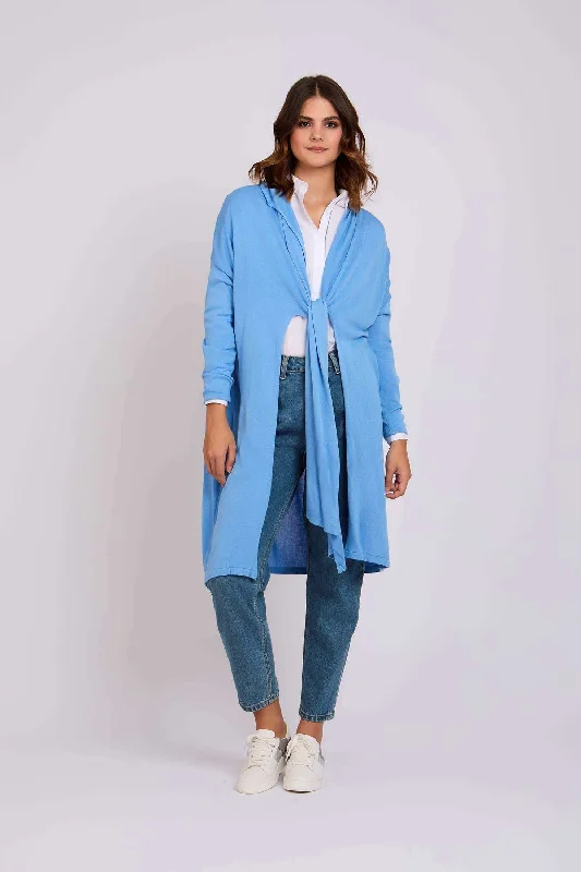 Women Regular Fit Cardigan - Blue Depths Denim Fabric Leather Fabric Suede Fabric