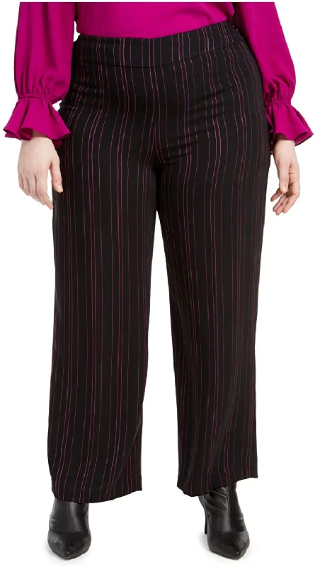 bar III Womens Plus Striped Suit Separate Wide Leg Pants Classic Pleated Pants