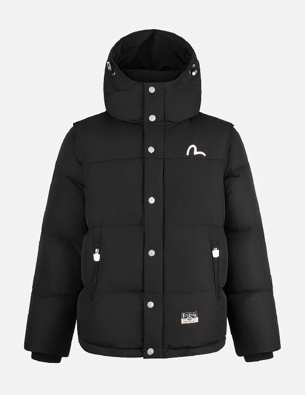 Seagull Embroidery Detachable Relax Fit Down Jacket Jersey Jacket Tulle Jacket Batik Jacket