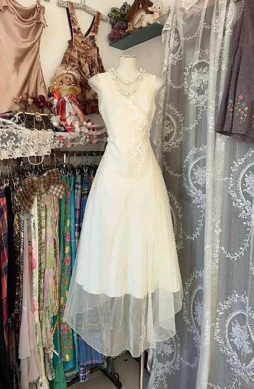 Light Ivory V Neck Sleeveless A-Line Vintage Long Evening Party Dress, DP4458 Tunics Office stylish Light Ivory V Neck Sleeveless A-Line Vintage Long Evening Party Dress, DP4458 Tunics Office stylish