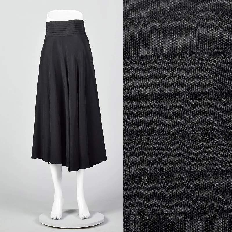 1950s Black Pleated Waistband Skirt lace skirt feminine